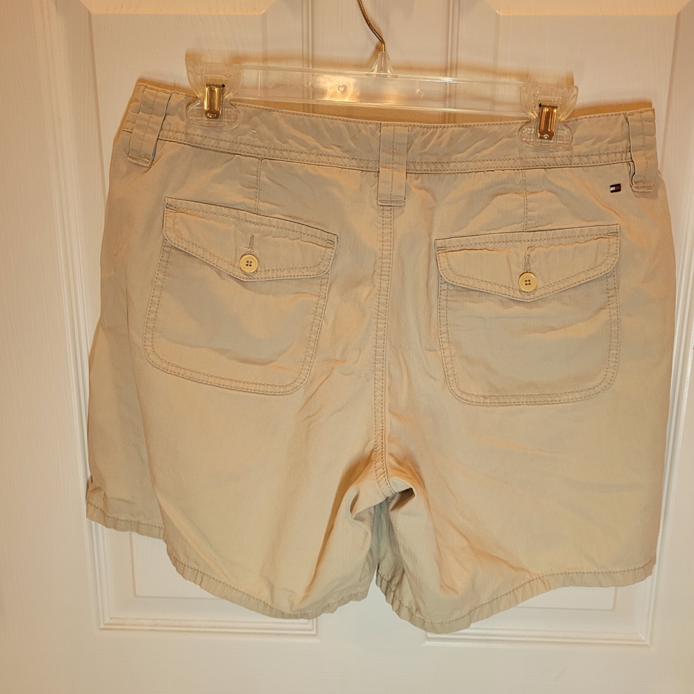 Tommy Hilfiger Light Tan Cargo Shorts Drawstring And Button Fly Sz 10 - Picture 4 of 15